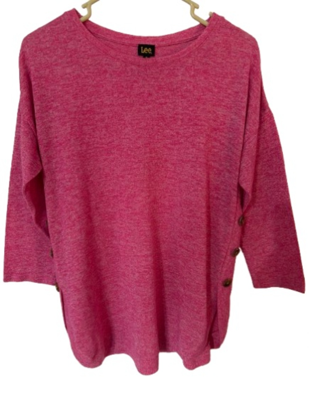 Lee Heathered Pink Tunic with Side-Button Detail Lightweight Size M